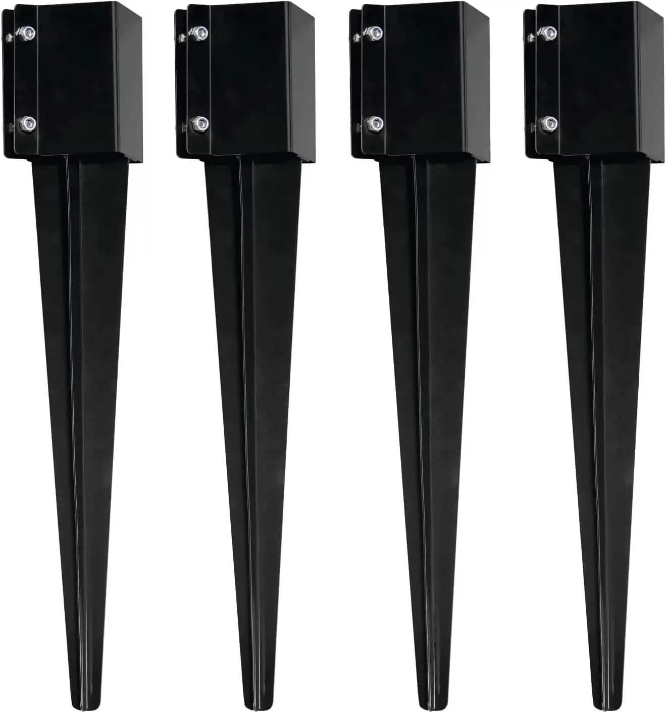 

4 Pack 24" Fence Post Anchor Ground Spike Metal Black Powder Coated for 4x4 Posts Heavy Duty