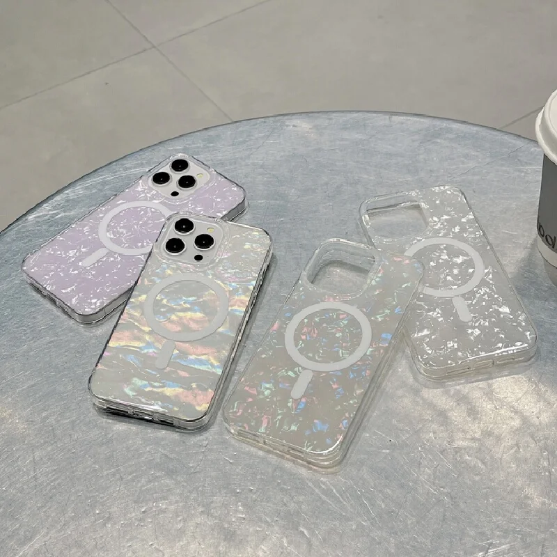 

Fashion anti-drop mobile phone shell shell pattern iphone15pro applies Apple 16plus bright glitter 13/14 magnetic protective cov