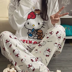 Pigiama Kawaii Sanrio Hello Kitty Pochacco Anime Cartoon Studenti Autunno Inverno Poliestere a maniche lunghe Indumenti da notte per ragazze Regalo