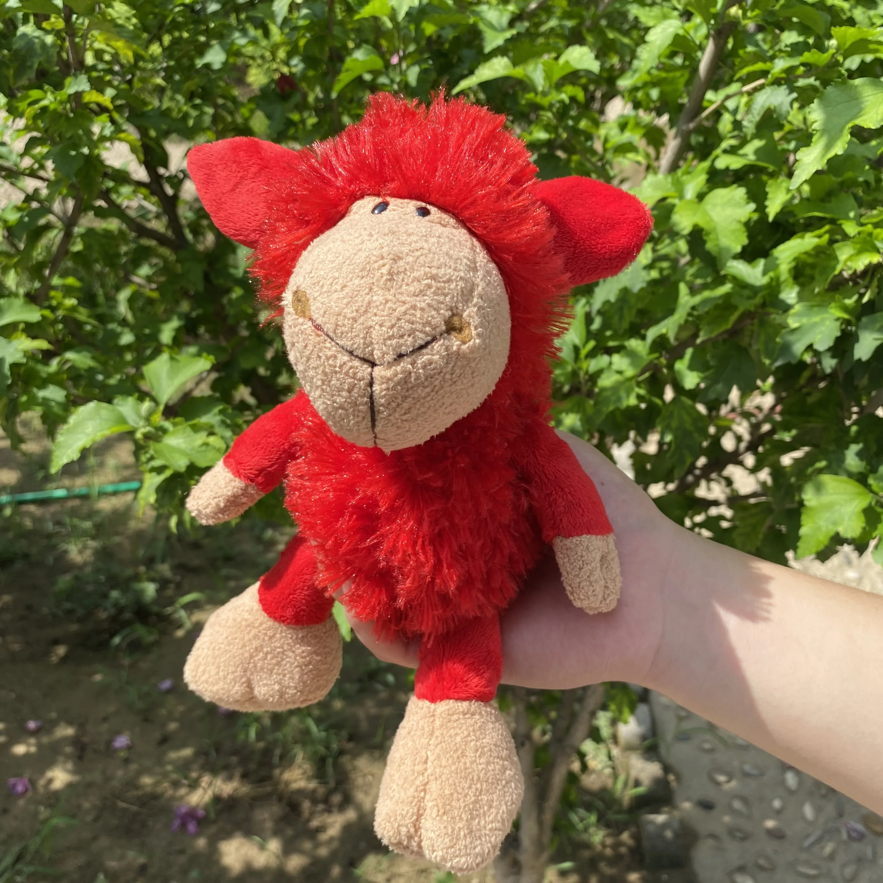 25cm Red Sheep Plush Doll Cute Animal Doll Soft Cotton Stuffed Doll Children's Plush Toy Sleeping Partner Birthday Gift