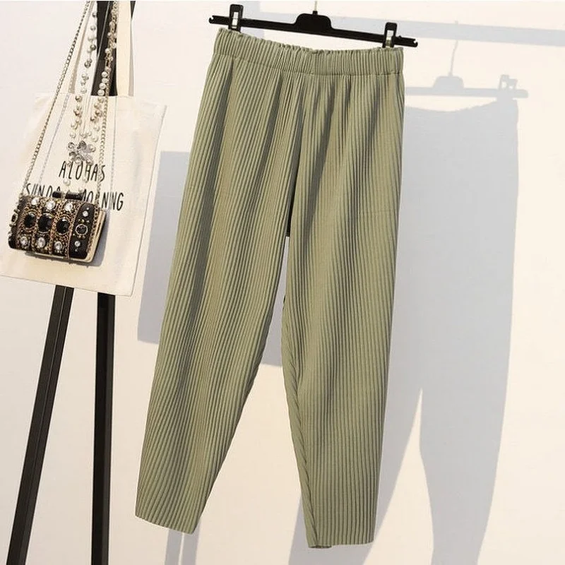 

Повседневные брюки женские летние новые до щиколотки свободные шаровары простые уютные универсальные модные студенческие брюки в корейском стиле с эластичной резинкой на талии