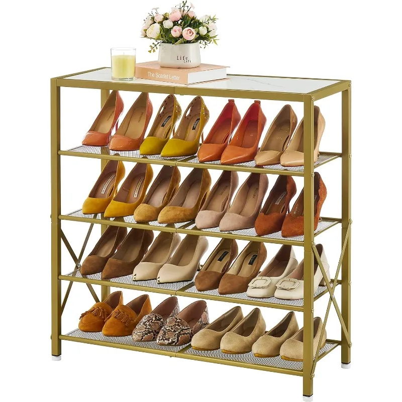 

5 Tier Shoe Rack Organizer for 16-20 Pairs of Shoes, Industrial Metal Mesh Shoe Rack for Closet, Entryway Shoe Storage