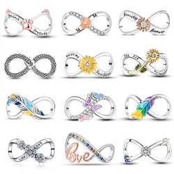 925 Sterling Silver Exquisite Butterfly Sunflower Feather Star Moon Eternal Infinity Charm Bead Fit Pandach Bracelet DIY Jewelry