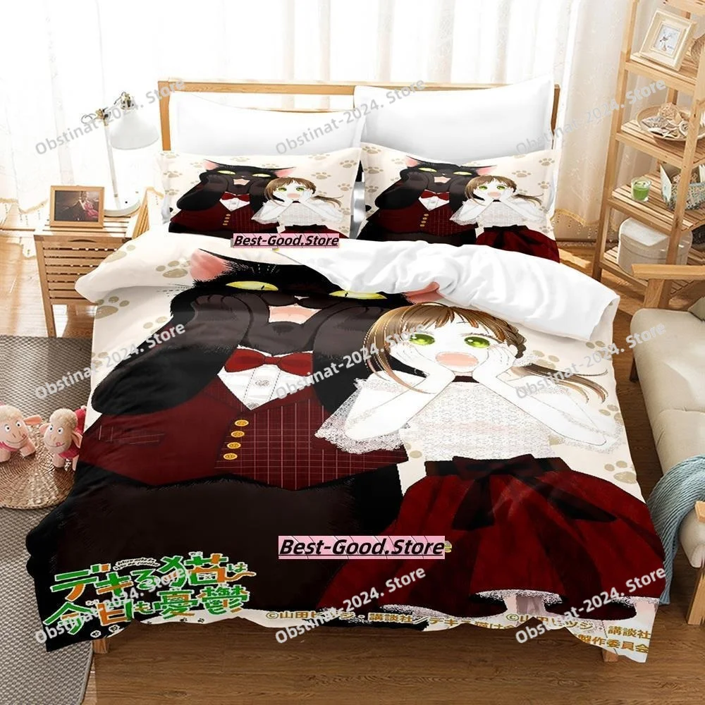 

2024 The Masterful Cat Is Depressed Again Today Bedding Set Cartoon Anime three-piece Set Adult Kid Bedroom Duvetcover Sets