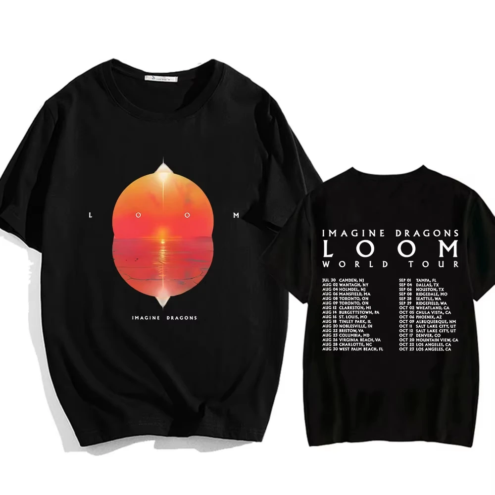 

Футболка Imagine-Dragons Loom World Tour, футболка с короткими рукавами и круглым вырезом, уличная одежда в стиле хип-хоп с графическим принтом, хлопковая футболка