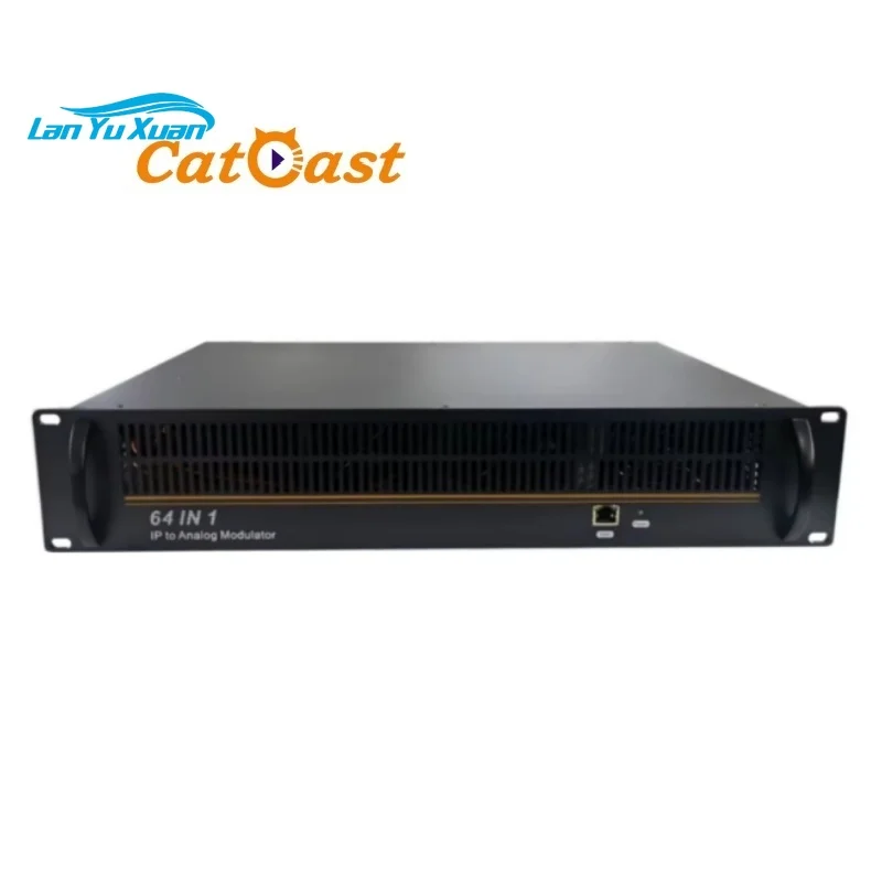 Cable TV 64 in 1 PAL NTSC Converter IP to Analog RF Modulator for H.265 H.264 MPEG2 Decoding