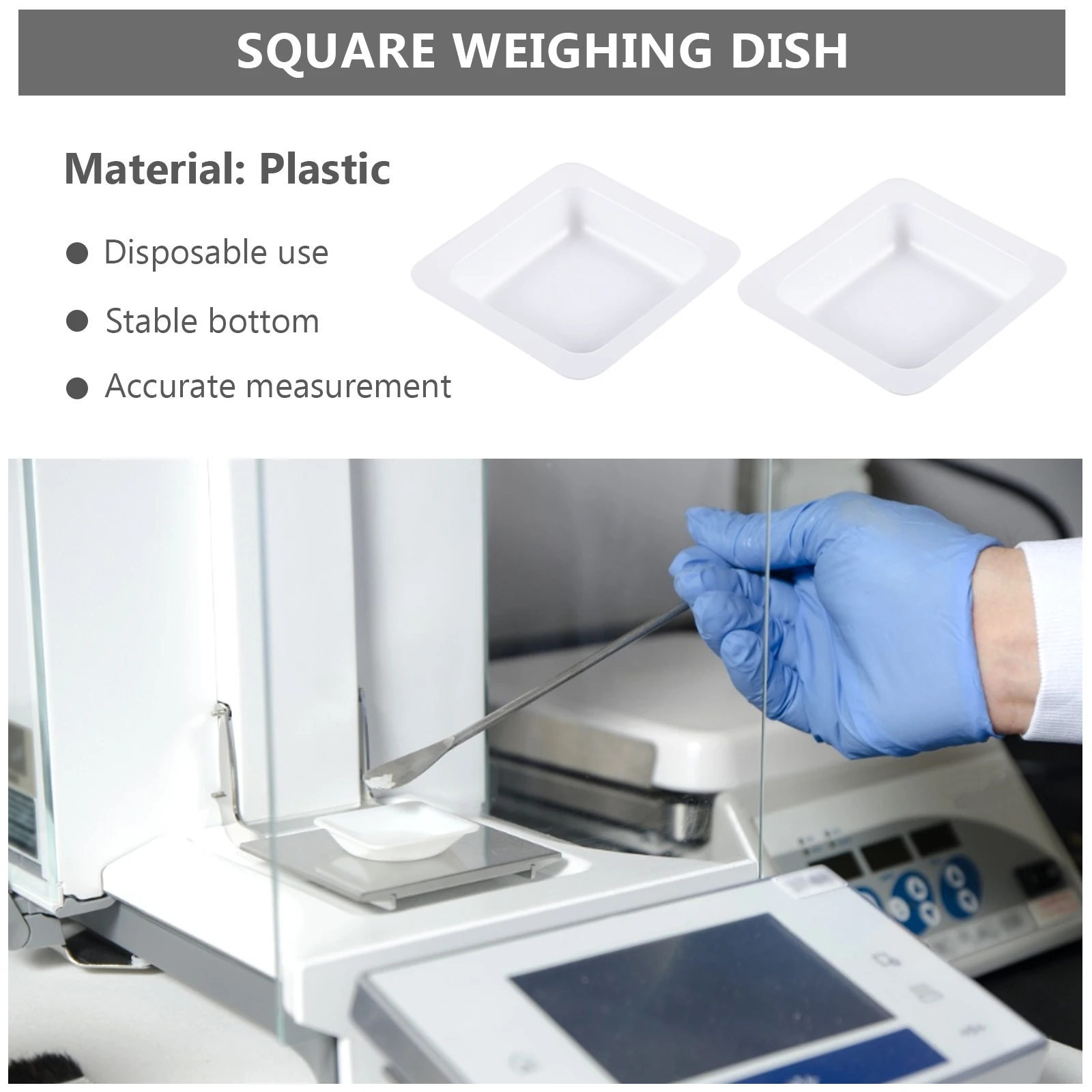 

50pcs Weighing Dish Plastic Anti Static Disposable Tray for Mixing Measuring Liquids Powders Lightweight