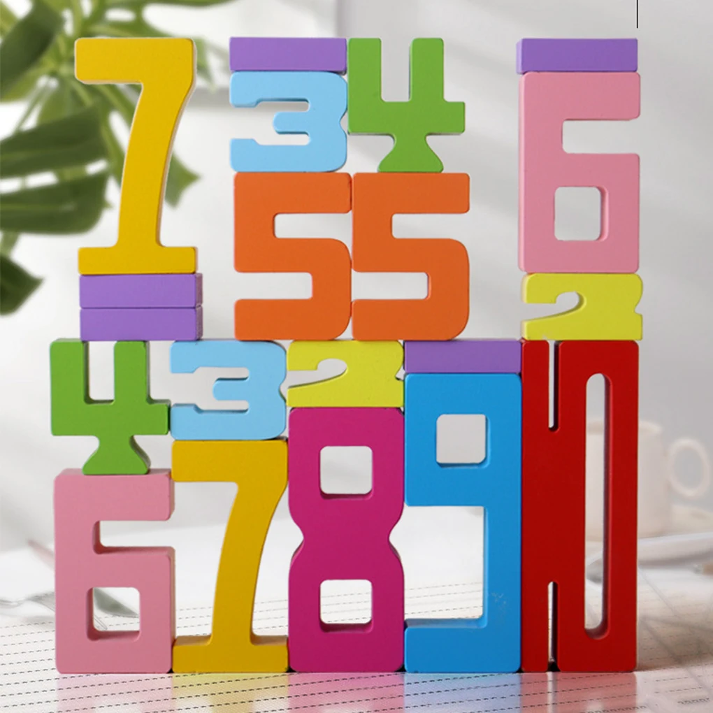 Montessori Puzzle Games Stacking Toys Inspired Colorful Wooden Number Blocks Early Mathematics Learning Toy Wooden Number Blocks