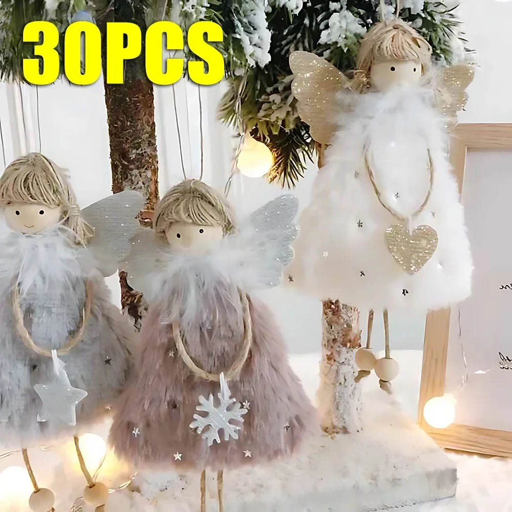 

1-30PCS Christmas Hanging Angel Doll Pendant Plush Angel Ornaments for Xmas Party New Year,Birthday Party Wedding Decoration