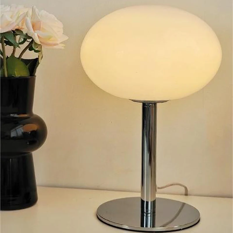 

Italy Designer Lollipop Table Lamp Girl Bedside Lamps Bedroom Cream Glass Lamp Modern Home Decor Children Room Night Lighting