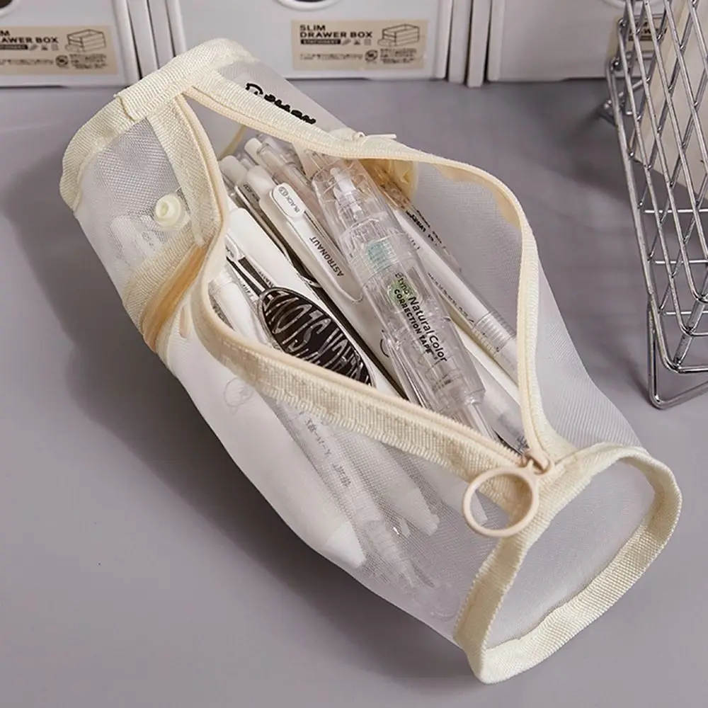 New Large Capacity Pen Bag Detachable Mesh Stationery Bag Multi-function Pen Box Gift