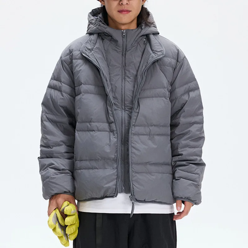 HKSH 2025 Winter New Women's Down Coat Detachable Hooded Zipper Solid Color Waterproof Unisex Outdoor Sporty Warm Jacket HK14707