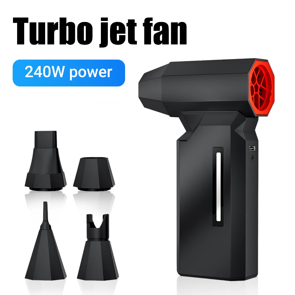 منفاخ هواء قوي 990000 دورة في الدقيقة، 4 سرعات، مروحة توربو عالية الطاقة بدون فرش، منفضة هواء كهربائية لاسلكية لتنظيف لوحة المفاتيح