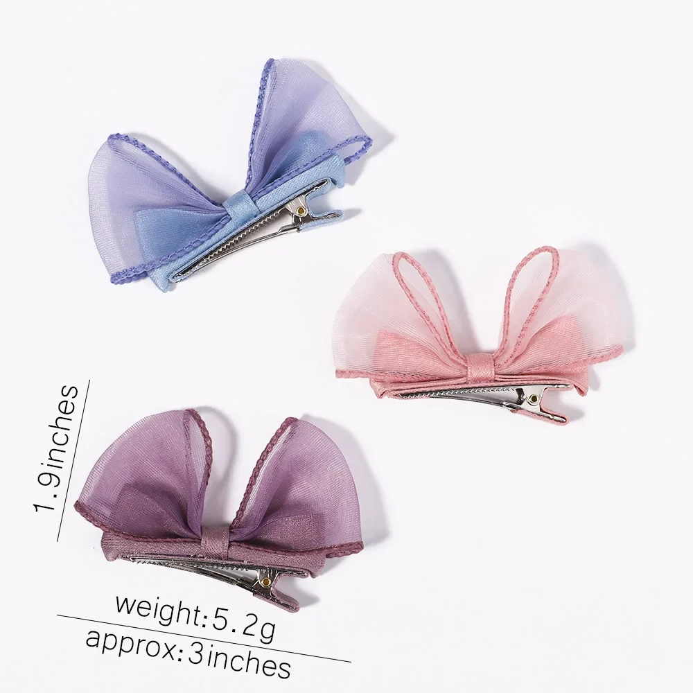 2Pcs/set Girls Two-layer Chiffon Bows Hair Clips for Baby Kids Sweet Gifts Cute Hairpins Barrettes Fashion Hair Accessories Gift