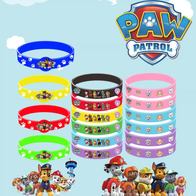 Paw Patrol Personalized Kids Silicone Rubber Wristband New Pendant Party Bracelets Figures Anime Wristband Toys Boys Girls Gifts