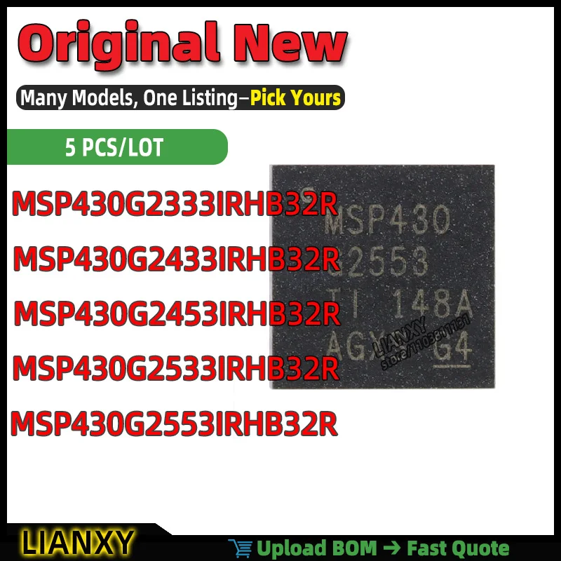 MSP430G2533IRHB32R MSP430G2433IRHB32R MSP430G2333IRHB32R MSP430G2553IRHB32R MSP430G2453IRHB32R VFQFN-32 MICROCONTROLLER New