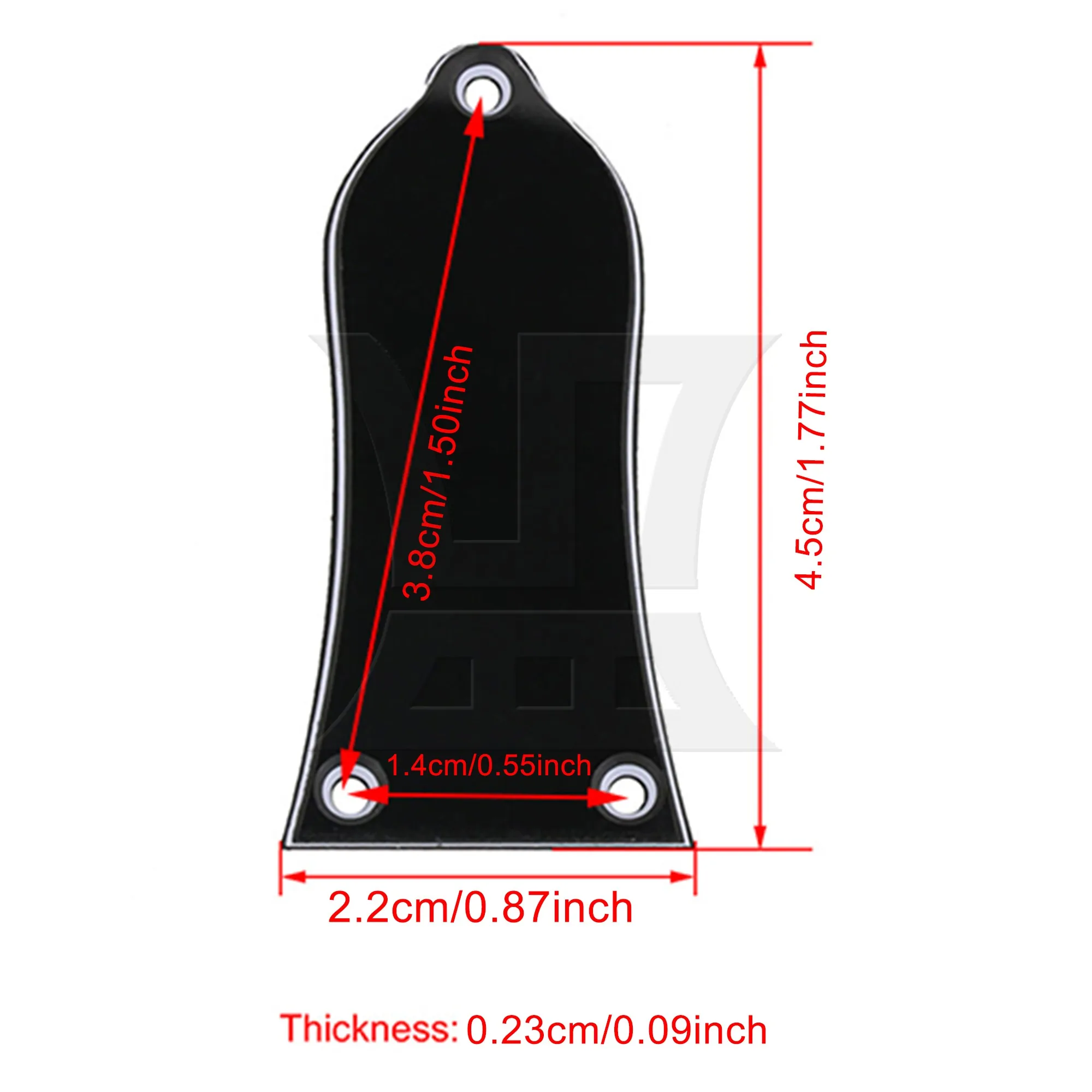 Yibuy 3 Ply 3 Holes Blank Electric Guitar Neck Truss Rod Cover Plate HA-1005