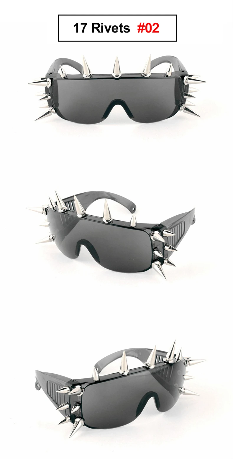 Neue Niet Spike Dekoration Wild Rock Steampunk Sonnenbrille 2022 coole Mode Bühne Bar Party Sonnenbrille Brille Oculos de Sol – Detail 6