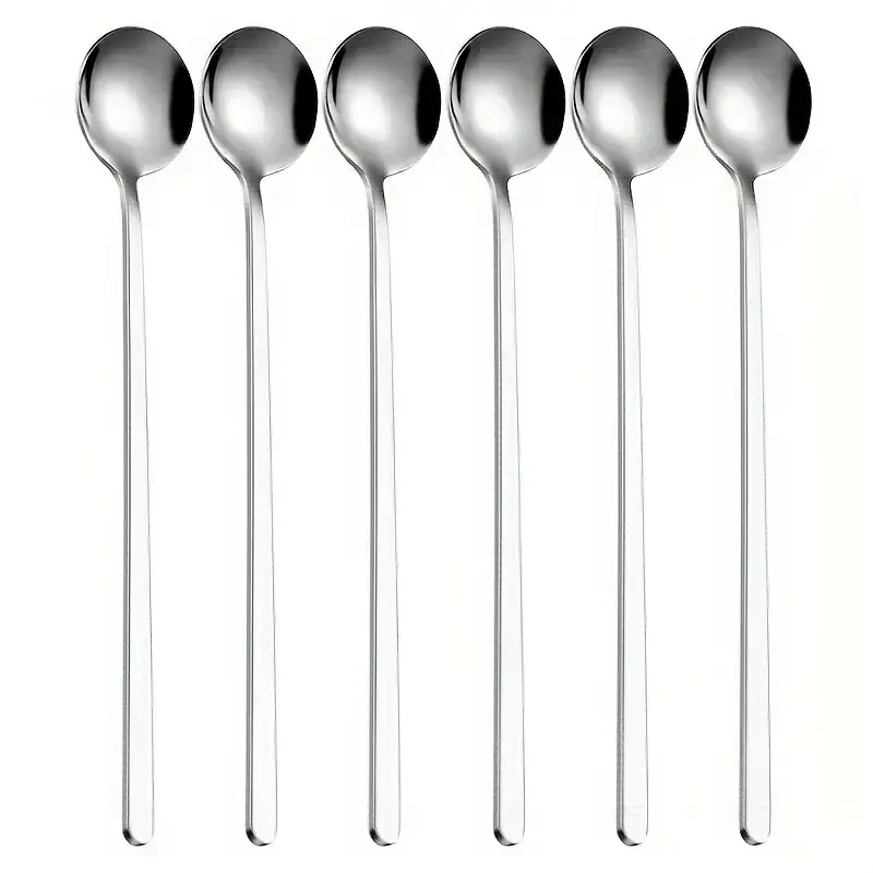 

6Pcs Long Handle Coffee Spoon Stainless Steel Stirring Spoon For Home Party Coffee Shops (6.7in）