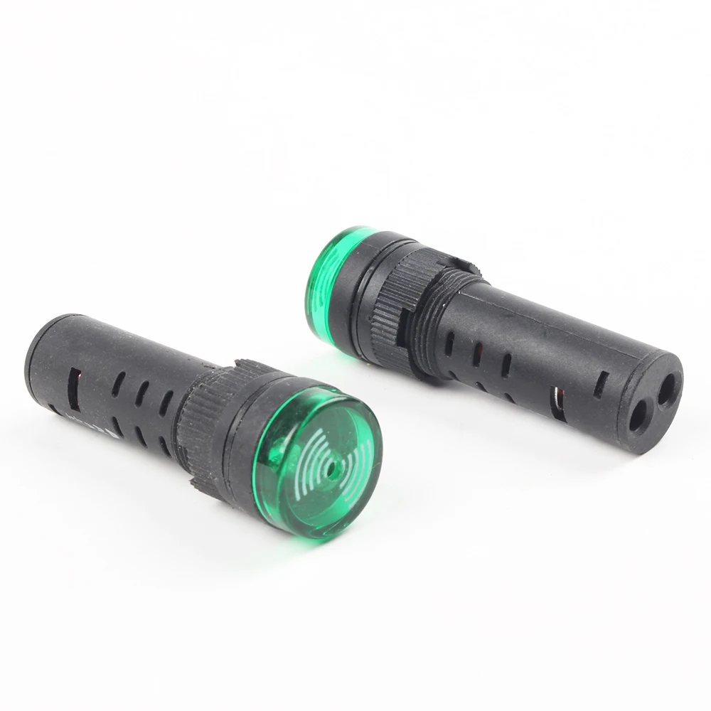 1pc グリーン AD16-16SM 12V 24V 110V 220V 16 ミリメートルフラッシュ信号光赤色 LED アクティブプラスチックブザービープアラームインジケータ