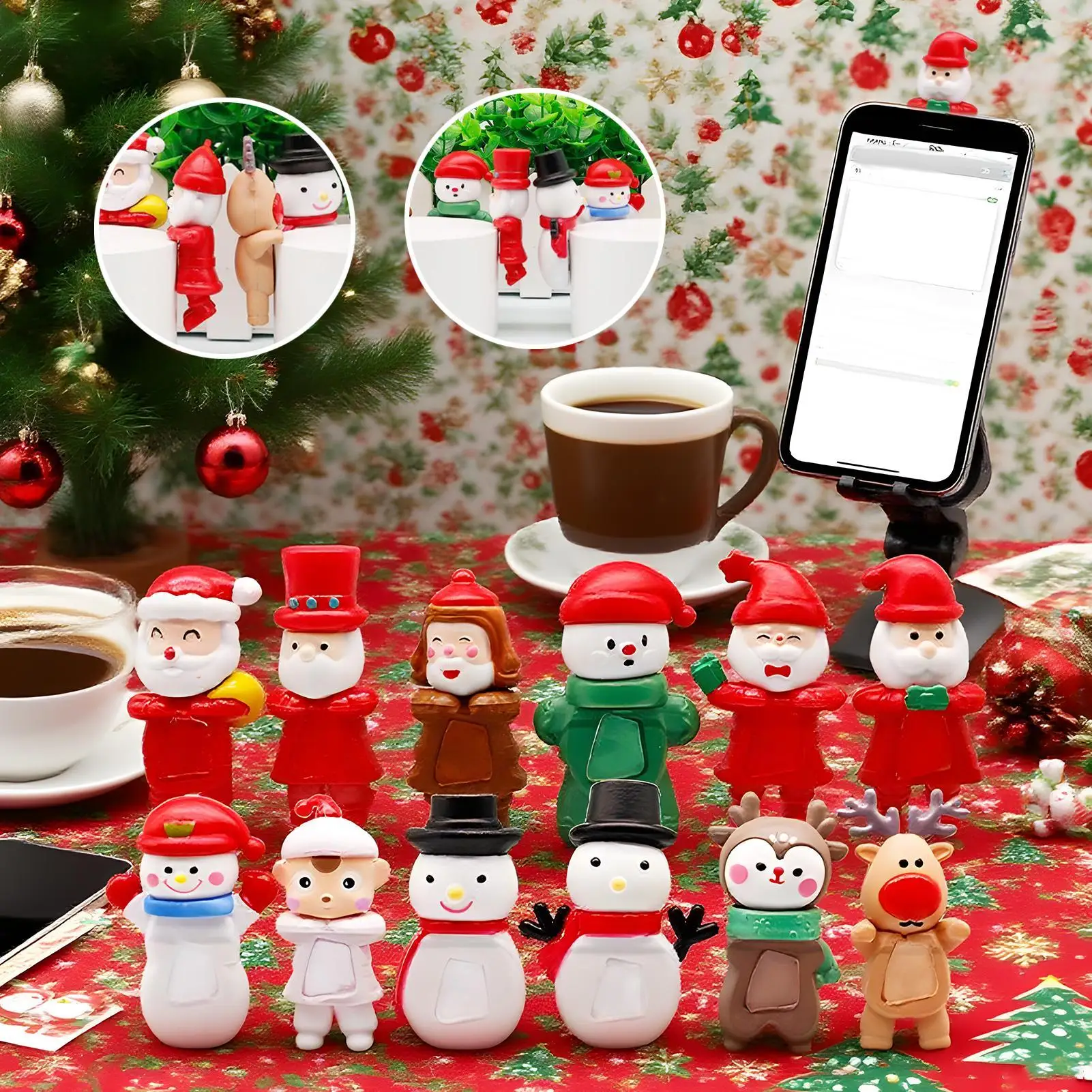 Christmas Mini Figurines Novelty Collectible Toys Statue For Winter Goodie Bag Fillers Table Holiday Party Favors New Year