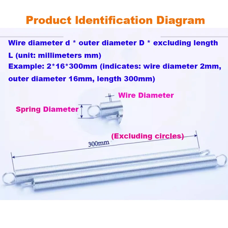 Wire Diameter 1 1.2 1.4 1.6mm Outer Dia 8 9 10-18mm Length 300mm Galvanized Tension Spring Durable Telescopic Galvanized Spring