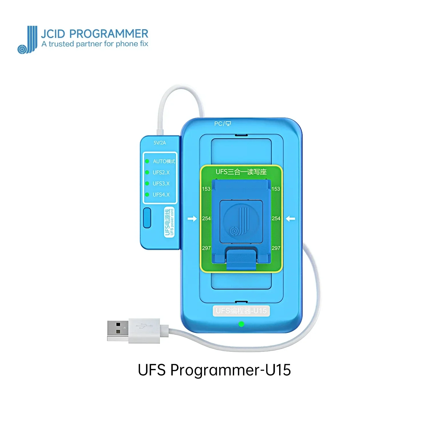 JC JCID UFS Programmer U15 BGA153/254/297 3 in 1 Read Write Socket For UFS2.X 3.X 4.X NAND Chip Identify Reading Writing Repair