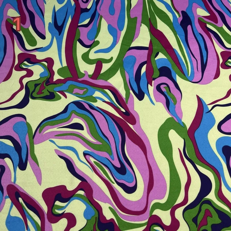 

Colorful Print Four-Way Stretch Fabric Light Green Polyester Draped Women's Camisole Dress Blouse Set Material Spring and Summer