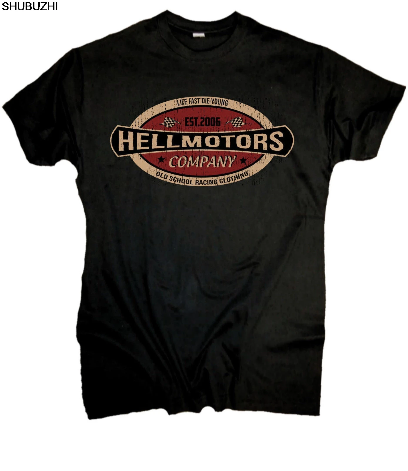 Cotton for Man Shirts Hellmotors Vintage T-Shirt for Biker US Car V8 Und Rockabilly Cooler Look Print Tee Shirts