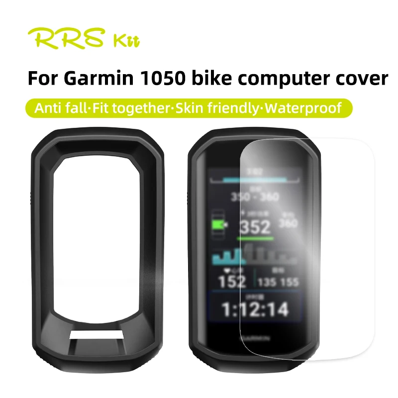 RRSKIT For Garmin 1050 Bicycle Computer Silicone Protective Cover Screen Film With Lanyard Bike GPS Speedometer Anti Drop Case