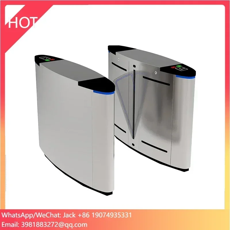 

Luxury Security 980mm Height Flap Turnstile QR Code RFID Reader Flap Barrier Gate For Office Hotel