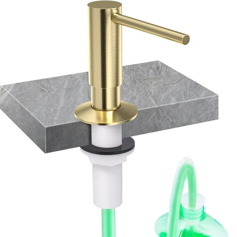 Kitchen Sink Liquid Dispenser Golden Press-type Sink Soap and Kitchen Cleaner Dispenser Soap Dispenser Large Capacity