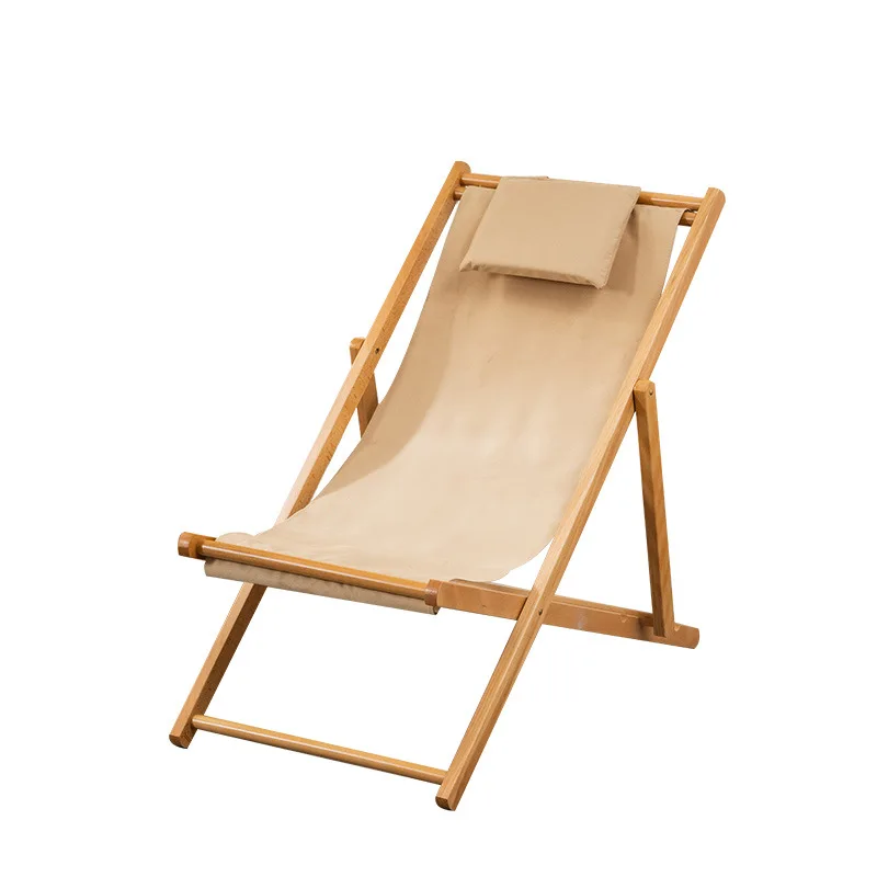 

Outdoor folding lounge chair, wooden lounge chair, Oxford cloth canvas chair