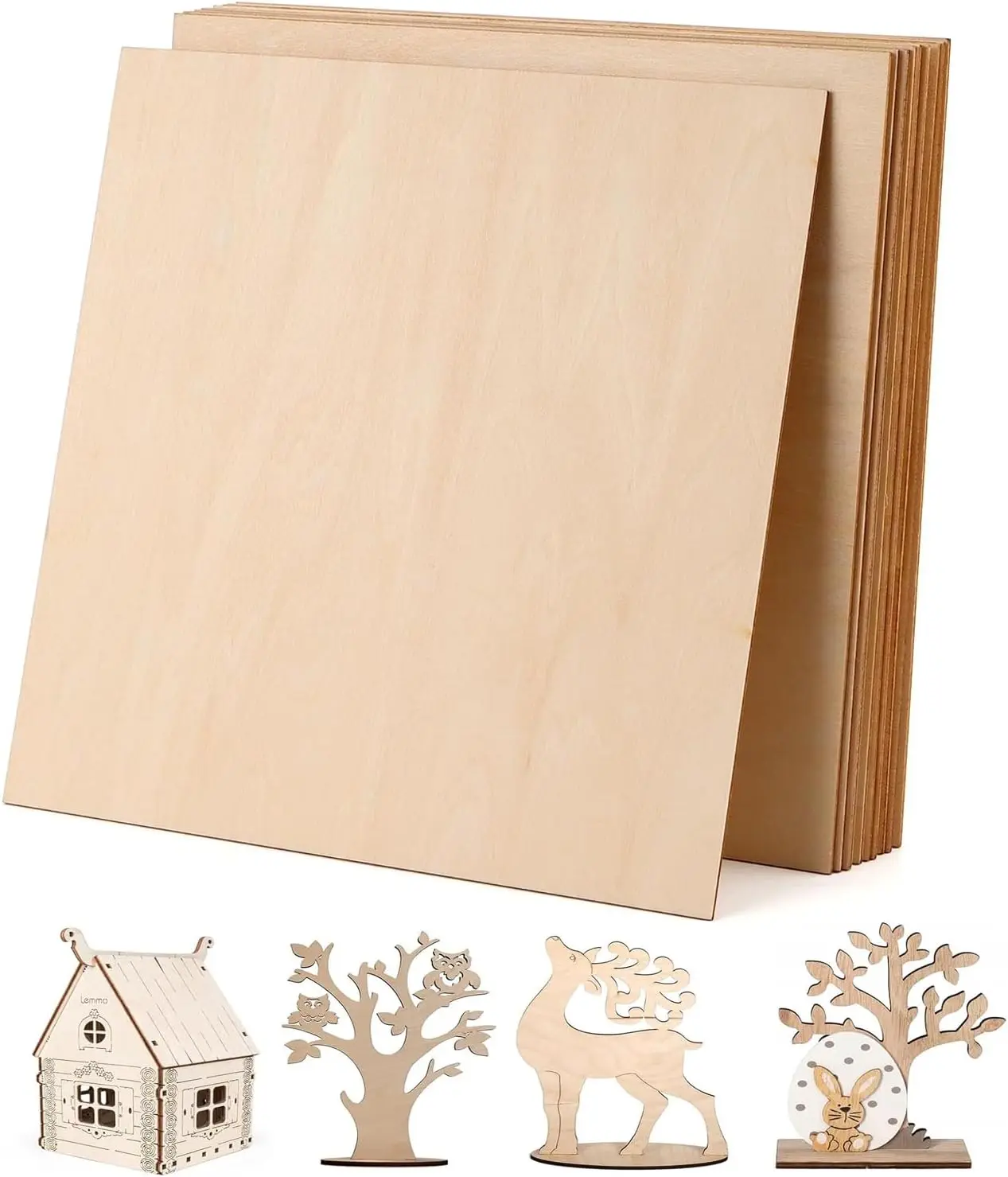 Lot de 30 panneaux en contreplaqué, 300 x 300 x 3 mm, bois de tilleul épaissi pour artisanat, contreplaqué pour projets laser, bricolage, modélisme, peinture, gravure sur bois