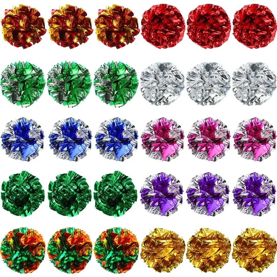 

200 шт. полиэстеровых шариков-попрыгунчиков для кошек, 2,36 дюйма, интерактивные шарики-попрыгунчики, разноцветные шарики-игрушки для жевания, игрушки для преследования мячей для кошек