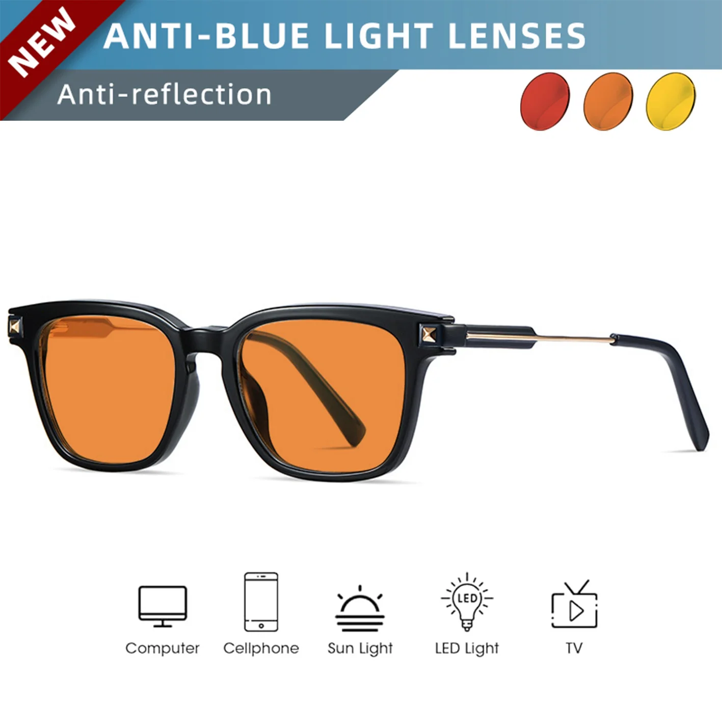 OKH Melatonin Glasses Red Yellow Lens Circadian Eyewear Computer Glasses Reduce Eye Fatigue Trigger Natural Melatonin Release