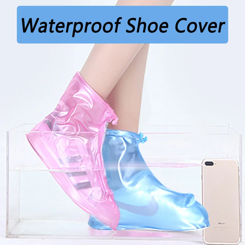 1Pair Waterproof Shoe Cover Uni Shoes Protectors Rain Boots for Indoor Outdoor Rainy Reusable Quality non-slip shoe Cover