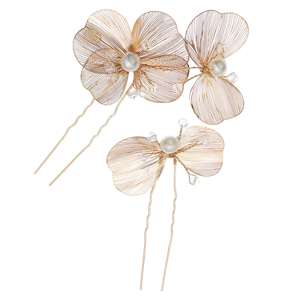 2Pcs U Type Rhinestone Hair Pins Chic Bridal Accessories Comfortable Wear for Weddings U Type Hairpin Rhinestone Hairpins