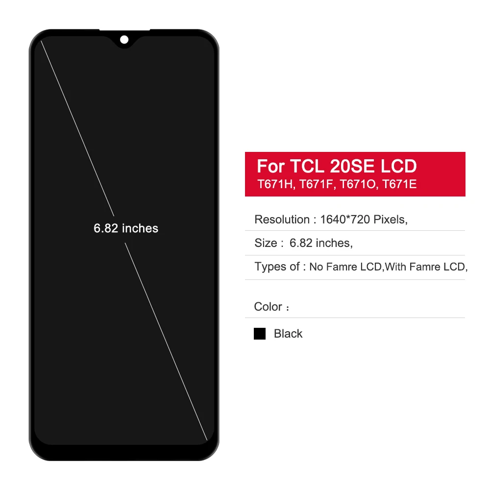 LCD Display For TCL 20 SE LCD Display With Frame Touch Digitizer Assembly For TCL 20SE T671H, T671F, T671O Screen Replacement