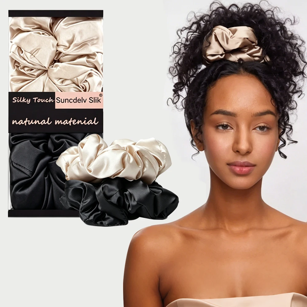 Lot de 2 chouchous en satin pour cheveux, rembourrés en coton, doux pour le sommeil, accessoires capillaires protecteurs pour femmes