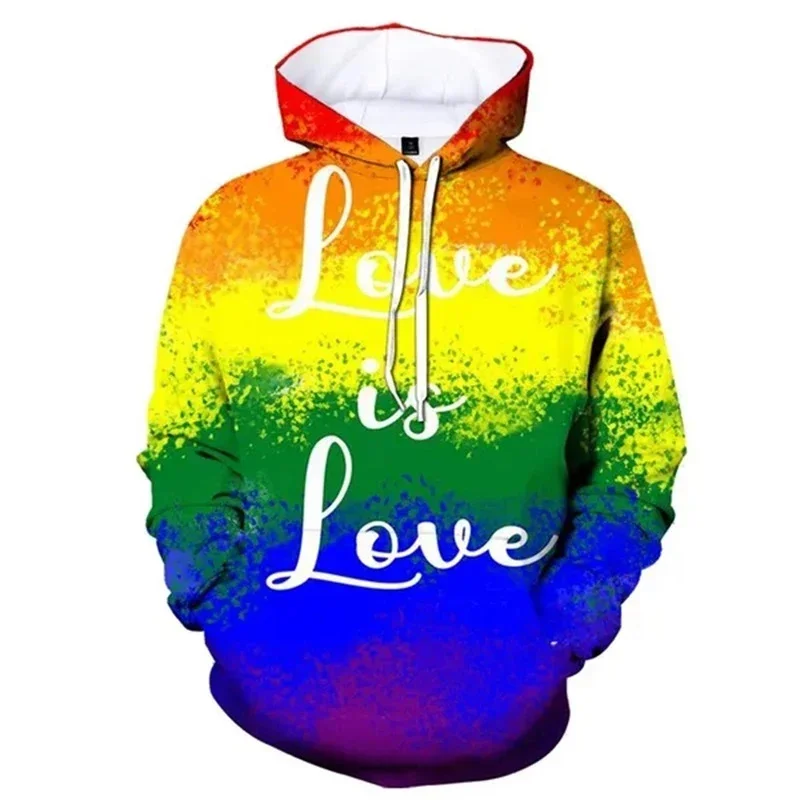 Customization Love Hoodies Rainbow 3D Print Streetwear Men Women Fashion Hoodie Oversized Hooded Sweatshirts Tracksuits Pullover