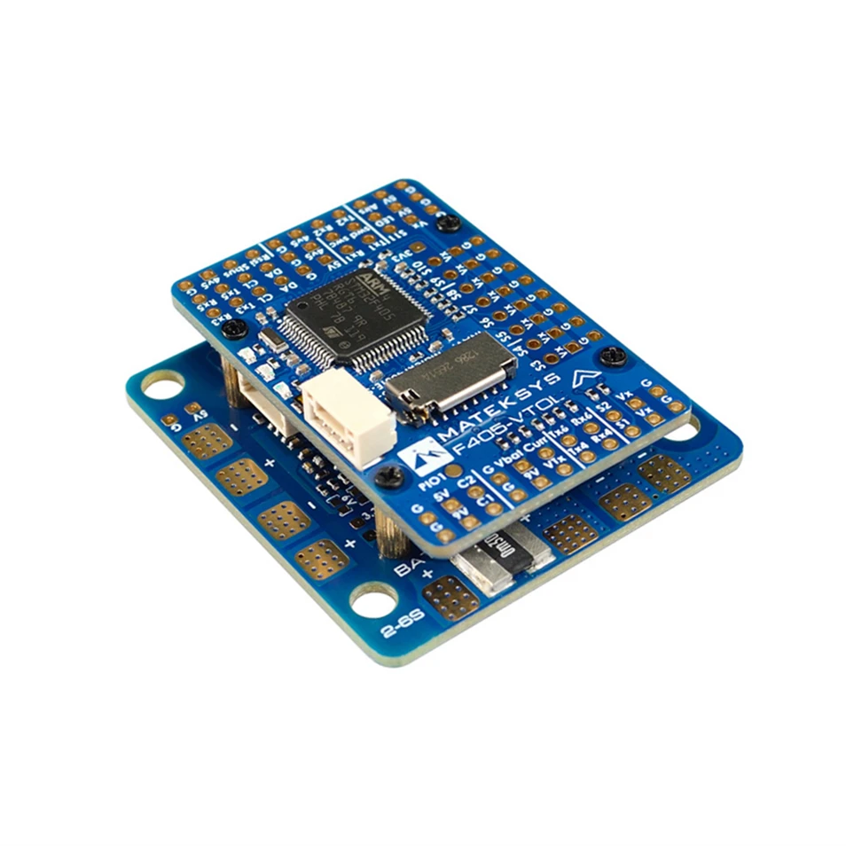 

Контроллер полета Matek MATEKSYS F405-VTOL STM32F405RGT6, со встроенным слотом для карт MicroSD OSD, 2 ~ 6S, для FPV ру дронов с несколькими несущими винтами