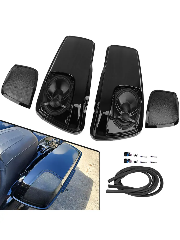 Zwarte zadeltasdeksels met 5"X7" speakers voor Harley Touring Road King Electra Glide Street Glide Ultra-Classic 14-24 motorfiets - afbeelding 2