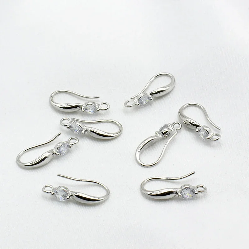 8Pcs 18K Gold Plated Earwires CZ Pave Fish Hook With Loop Findings Earrings Parts Connectors For Diy Earrings Jewelry Making