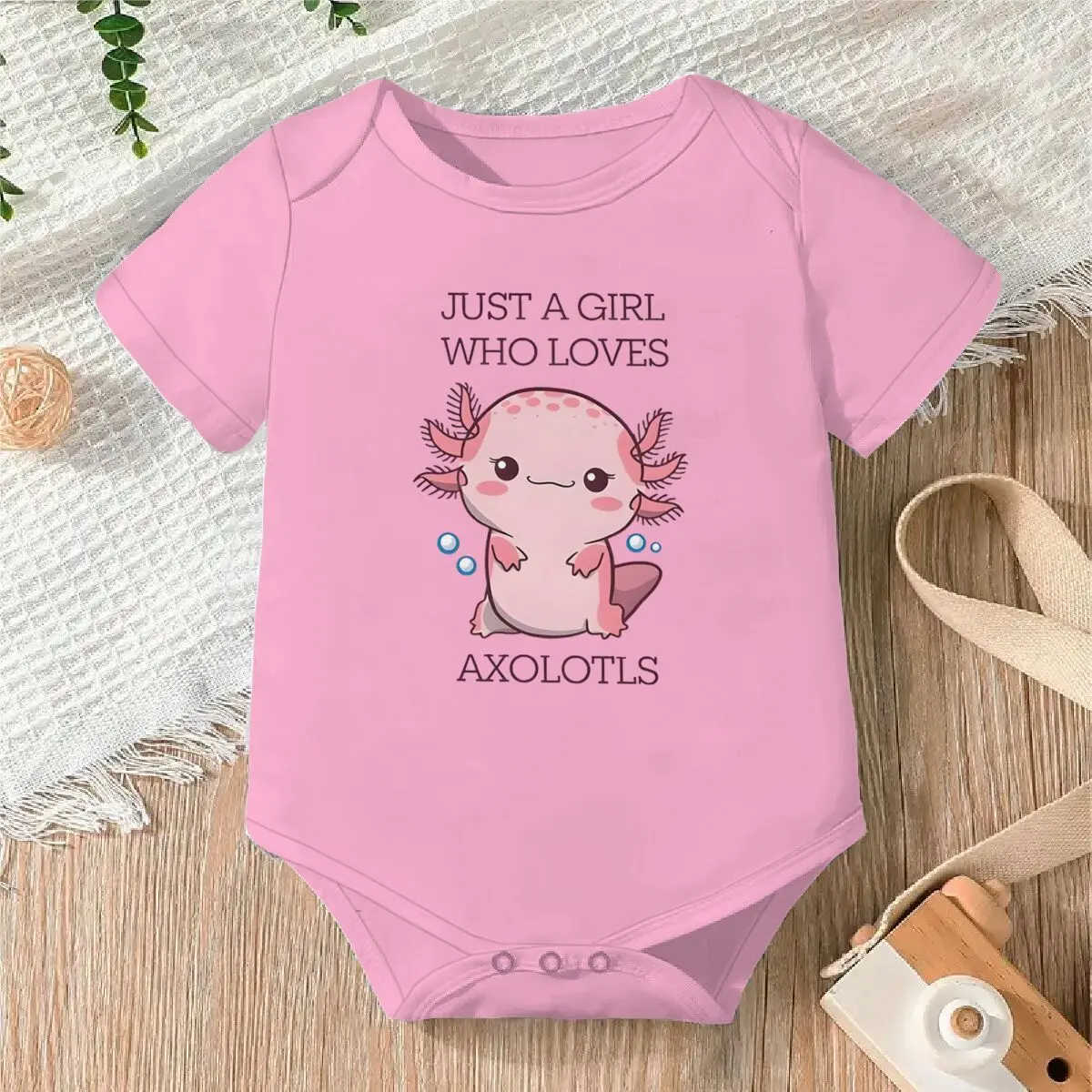 

Just A Girl Who Loves Axolotls Baby Onesie Cute Axolotl Print Newborn Romper Short Sleeve Infant Bodysuit for Baby Girls