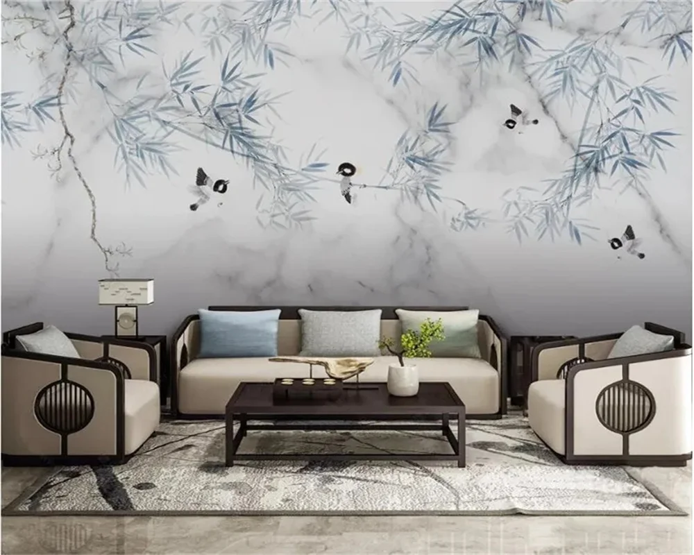 Milofi customizes 3D printed large wallpaper mural, bamboo flower bird background wall