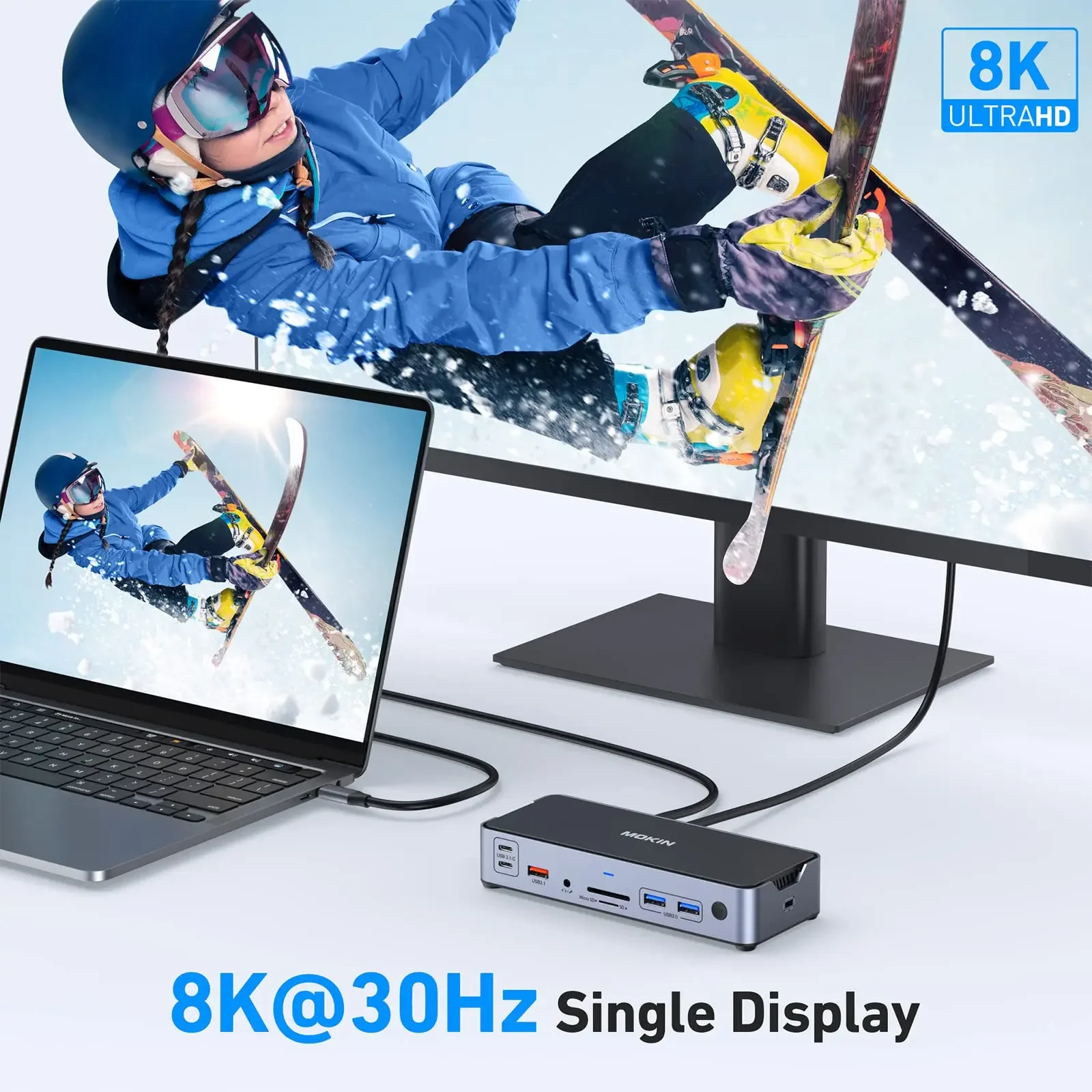 MOKiN USB C Hub Usb Type C Laptop Docking Station Multi-port Adapter HDMI RJ45 PD3.0 USB-A 2.0 3.0 SD/TF DP for Macbook Windows