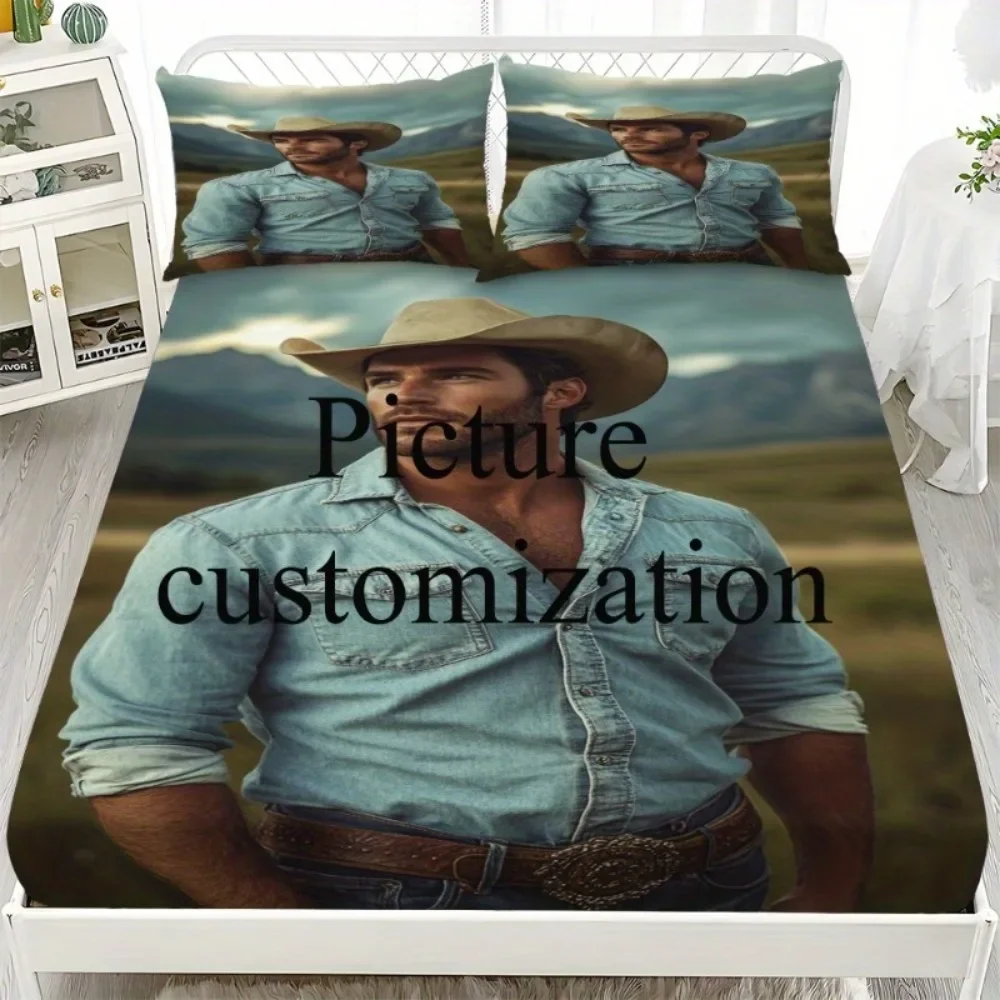 

1pc Fitted Sheet Black Cat Printed 100% Polyester Breathable Bedding Set for Home Bedroom Decor Without Pillowcase