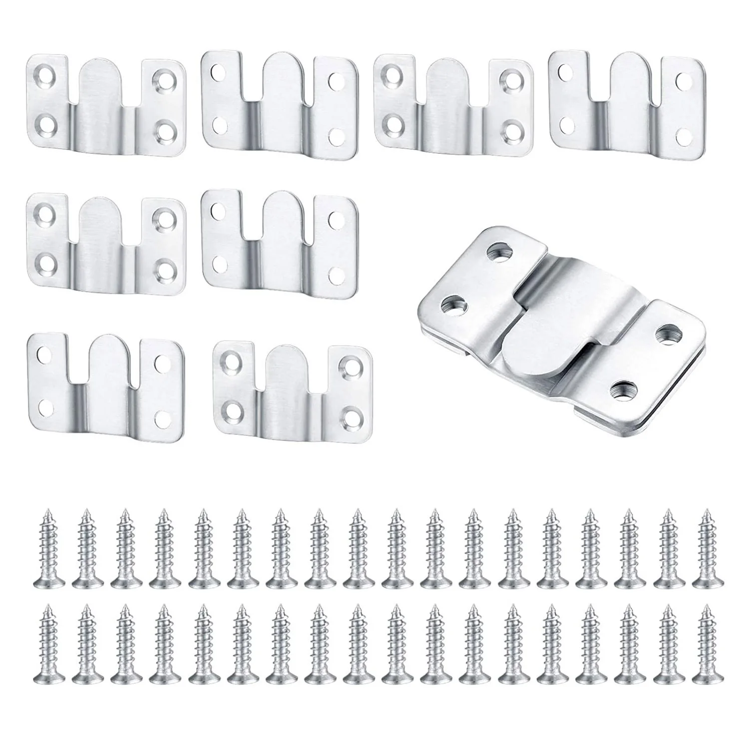 Limited Stock-FF 10 Pcs Flush Mount Bracket Interlocking Hang Furniture Connector Stainless Steel Wall Mount Picture Frame Brack