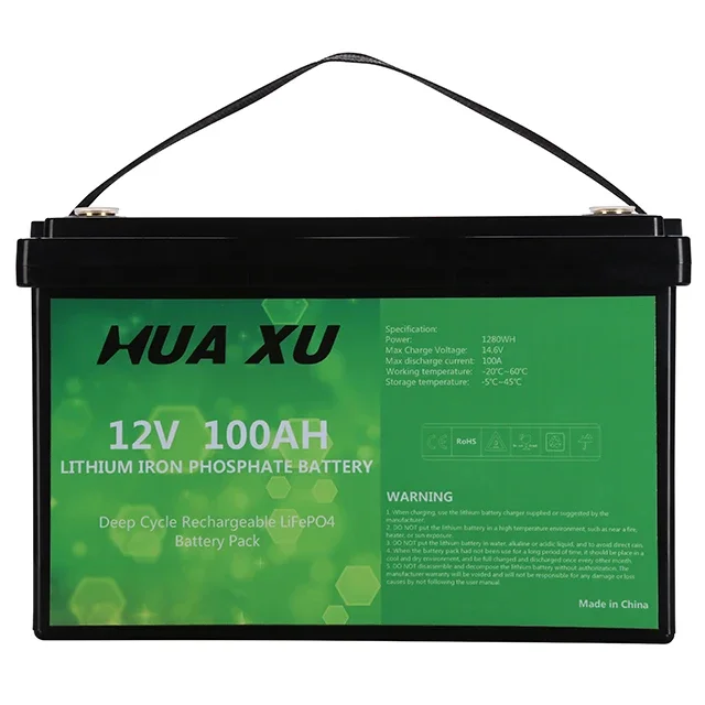 Huaxu EU Stock 12V 100AH Lifepo4 Battery Pack Baterias De Litio Solares Lifepo Batteries Lithium Ion Portable Power Station Bank